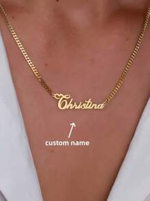 1 Peça Colar Personalizado com Nome em Ouro Rosa 18K, Colar Personalizado com Nome, Joia Personalizada para Ela, Presente Personalizado, Presente do Dia das Mães para a Família, Presente de Aniversário, Presente de Natal, Presente do Dia dos Namorados, Joias e Relógios, Chique de Outono, Chique Utilitário, Romance Delicado, Aparência Glamorosa