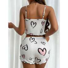 Kit 2 Baby Dolls Female Plain Black And Heart – Comfortable Doll Shorts Sexy Pajamas Summer Blogger - Đen và trắng - Xem 6