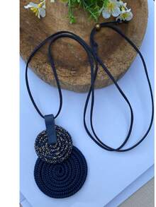 Women's Long Necklace Color Handmade Mandal Pendant - 14. 海軍藍/混合色 - 查看 2