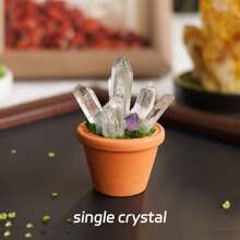 1 pieza de Piedras de cristal de amatista natural en una base de maceta de arcilla mini | Artesanía tipo maceta de piedra curativa | Decoración y ornamento de energía de Feng Shui para el hogar