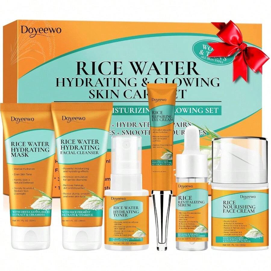 Skin Care Set,Women Teen Milk Skincare Rice Water Hydrate Glow Repair Anti-Aging Facial Routine Kit Gift Set For Womens Mom Wife Teenager Girl Birthday  Stuff Christmas Gifts Stocking Stuffers Friend's Gift - default - View 1
