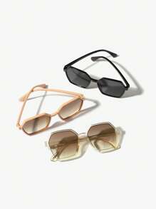 3 Stück Damen Boho Polygonal Leoparden-Muster Modebrille für Y2K-Accessoires, Abschlussgeschenk und Sommer-Outing