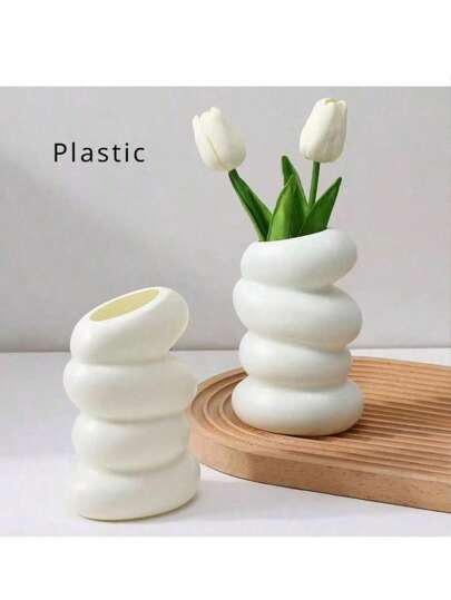 New Plastic Spiral Vase, Nordic Creative Flower Arrangement, Container Ornaments, Dry Wet Imitation Glaze, Melamine Pot Home Room Glass Vase view 3