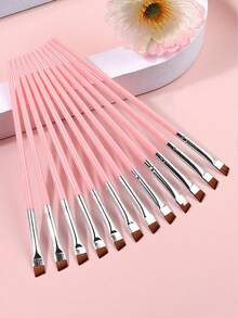 12支超细眼线化妆刷，软毛眉刷，多功能便携式化妆工具，眉刷，眼影刷，螺旋刷，赠品 - 粉色 - 查看 9