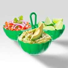 Salsera triple colores 250 ml 3 compartimentos plástico accesorios cocina mesa presentación para salsas aderezos snacks resistente fácil limpiar diseño práctico fiestas - Multicolor - Ver 10