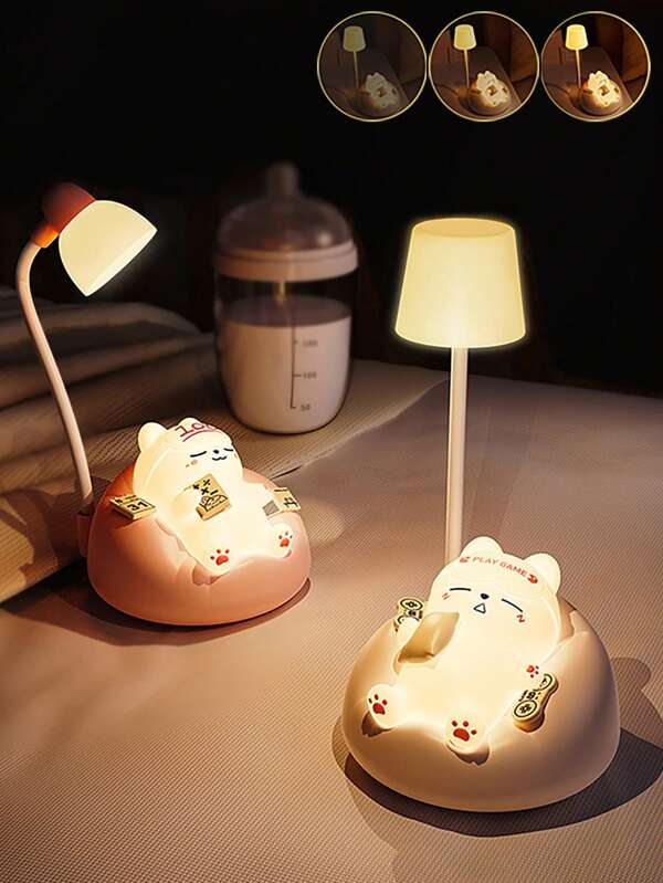1PC Night Light, Bedroom Bed Rechargeable Table Light, 3 Levels Of Brightness Adjustment Pat Lamp,Study Decorative Small Table Light, Father's Day, Mother's Day, Thanksgiving, Valentine's Day, Birthday, Holiday Gift Table Light For Family And Friends, Atmosphere Decorative Light.
