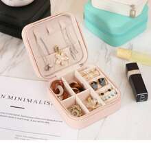 High-End Jewelry Box Portable Necklace Ring Dustproof Storage Box, Earrings Earrings Elegant Jewelry Box Leather Simple Jewelry Box With Lid, Large Capacity Jewelry Organization Box