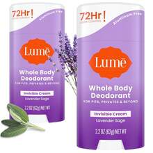 Lume Whole Body Deodorant - Invisible Cream Stick - 72 Hour Odor Control - Aluminum Free, Baking Soda Free, Skin Safe - 2.2 Ounce (Pack Of 2) (Clean Tangerine) - Lavender Sage - 查看 1