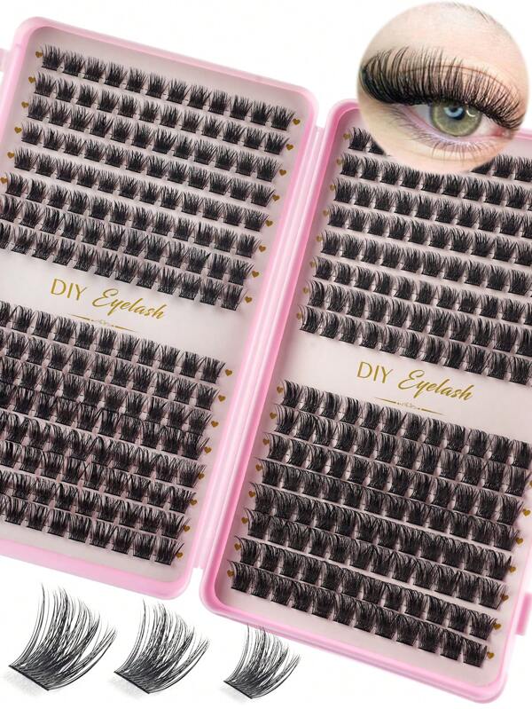 384pcs Individual Lashes Eyelash Book Clusters Extensions False Eyelash DIY At Home Cluster Eyelash Extensions Makeup