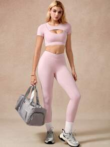 NcmRyu Women's Sexy Sporty Design Short Sleeve Loose Comfortable Pants Sports Suit, Spring & Summer