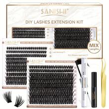 DlY Eyelash Extension Set, 400 D-Curl Individual Eyelash Sets With Eyelash Bond And Seal, Applicator And Remover - For DlY Eyelash Extensions At Home (60D-80D, D-Mix 9-16mm Sets) - 黑色 - 查看 1