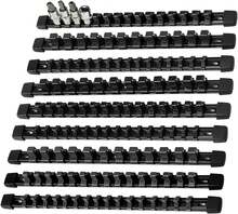 9-Piece Socket Organizer, 1/2 Inch, 3/8 Inch And 1/4 Inch Drive ABS Tools-Black Socket Holder,Heavy Duty Socket Racks, Premium Quality Socket Clip Rail Holder,The Best Tool Trays In The Garage - Black - View 1