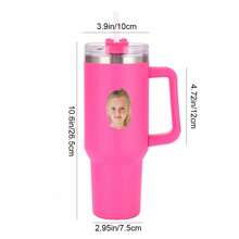 1pc Customized Water Bottle With Personal /Car Image, 40OZ Handle Insulated Tumbler, Stainless Steel Large Capacity Cooling Straw Vacuum Cup For Juice, Coffee, Multipurpose Use, Women, Graduation Gift, Birthday, Festival Personalized Gift