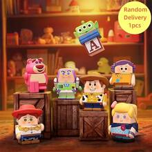 皮克斯动力方块主题系列盲盒巴斯光年胡迪外星人翠丝娃娃可动人偶桌面摆件装饰玩具礼品（随机发货，1个）