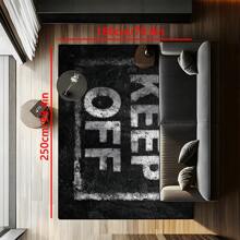 1pc "KEEP OFF" Graphic Print Shag Area Rug, 650GSM Silicone Backing, Soft Plush Carpet For Patio, Camping, Entryway, Living Room, Bedroom, Game Room, Machine Washable For All Seasons, Home Decor