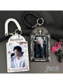 1pc Cross Dark Horror Gothic Style Card Holder, 3 To 3.5 Inch Small Card Storage Card Holder, Suitable For Anime Peripheral Small Card Star Album Small Card Student ID Storage Protection Back To School