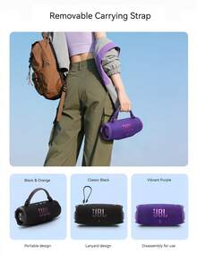 JBL Altavoz Bluetooth portátil, resistente al agua y a los golpes, Charge 6, sonido Pro audaz, mejora de sonido por IA, 28 horas de reproducción, batería portátil incorporada, correa desmontable resistente - Verde azulado negro - Ver 9