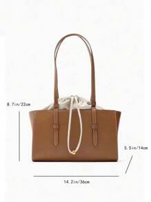 Bolso tote con doble asa de un solo hombro, de unicolor, hecho de tela impermeable de PU con estilo clásico de comodín. Tiene forro con cordón para abrir y cerrar. Bolso monedero de señora elegante para negocios y viajes. Bolso de moda retro para damas, adecuado para viajar, compras, ir al trabajo y salir de fiesta.