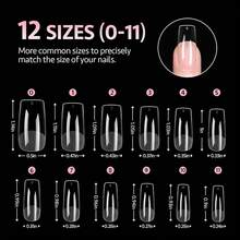 Medium Square Gel Nail Tips, 12 Sizes False Full Cover Acrylic Press On Nails, 240Pcs Soft Half Matte Tips - Medium square - 查看 3
