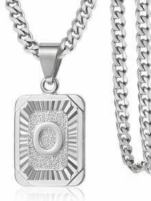 1 款定制字母方形吊坠项链，简约时尚的珠宝设计，专为男士打造的个性化项链。非常适合送给男朋友或父亲，适合节日、聚会和周年纪念等场合。采用镀金铜材质打造，散发奢华质感。 - 彩色 - 查看 36