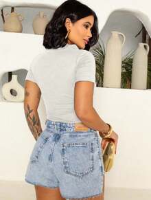 Women's Polo Shirt Short Sleeve Cotton - 1 TẮT 1 NÂU - Xem 3