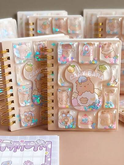 1 Piece Of Capybara Shake Quicksand Coil Notebook Highly Attractive Primary School Notebook Random Styles , Back To School Gifts