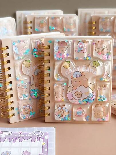 1 Piece Of Capybara Shake Quicksand Coil Notebook Highly Attractive Primary School Notebook Random Styles , Back To School Gifts