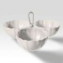 Salsera triple 6 piezas plástico 250ml 3 compartimentos cocina hogar resistente fácil limpiar presentación práctica multifuncional para salsas condimentos snacks ensaladas organización mesa eventos fiesta duradero colores variados - Blanco - Ver 2