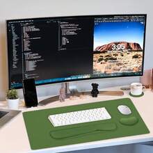 Large Mouse Pad Desk Dad, 4-In-1 Keyboard Wrist Rest Pad & Wrist Support Mouse Pad Set, Extended Desk Pad Waterproof Desk Home Office Study Game-Blue Marble - Green - View 7