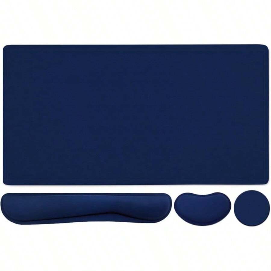 Large Mouse Pad Desk Dad, 4-In-1 Keyboard Wrist Rest Pad & Wrist Support Mouse Pad Set, Extended Desk Pad Waterproof Desk Home Office Study Game-Blue Marble - Dark Blue - View 1