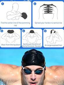 1 Pack Silicone Swim Cap Waterproof Non-Slip Comfortable Swim Cap High Elastic Swim Cap Unisex Swimming Equipment, Beach Essentials, Beach Accessories, Pool Float - Multicolor - View 2