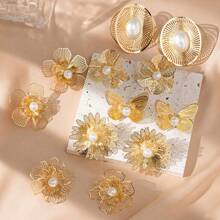 JOJELOO 1 Pair Of High-End Gold Hollowed Out Butterfly Earrings, With A Female Style And Niche Design, Exaggerated Earrings