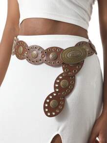 1 件女士波西米亚风 PU 皮革宽腰带，时尚百搭复古西部牛仔风格秋季、秋季、万圣节 - 腰帶 - 查看 10