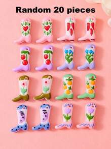Juego de 1/5/10/20/30/50 piezas de dijes esmaltados pintados a mano de colores múltiples, lindos dijes que incluyen botas, cerezas, chiles, corazones, flores, luna, adecuados para la fabricación de joyas DIY, dijes, collares, aretes, llaveros, regalos para el Día de San Valentín, Día de la Madre