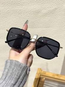 1 件方形金属框架时尚高端时尚眼镜，派对、度假、海滩户外装饰方形太阳镜 - 彩色 - 查看 9