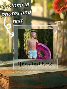 个性化第一个父亲节亚克力块，定制亚克力照片礼物，爸爸亚克力块礼物，父亲节纪念品，送给妈妈的礼物，庆祝爸爸的第一个里程碑 - 彩色 - 查看 2