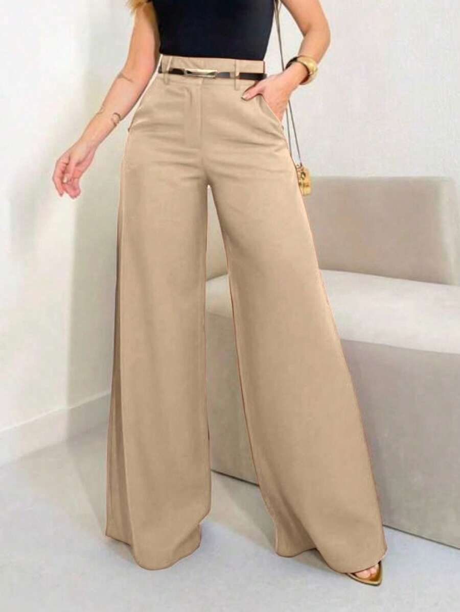 Women's Tailored Dress Pants With Belt - 米色 - 查看 1