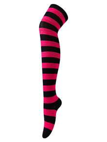 1 Pair Thigh High Socks, Anime Cosplay Role Play Style Striped & Solid Colors, Fall Socks - Multicolor - View 14