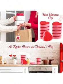 6个/2个/1个心形海绵清洁器，适用于厨房、洗碗、洗锅、浴室清洁，是送给长辈的理想礼物 - 紅白愛心 - 查看 4