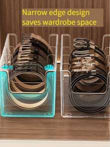 1pc/2pcs Belt Storage Box With Divided Compartments For Tie Organization And Display, Desktop Transparent Men's Waistband Storage Box