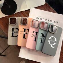 定制姓名首字母大字母手机壳适用于苹果 16 15 4 13 12 11 Pro Max Plus 个性化 DIY 名字防震哑光彩色手机壳,适合女孩和男孩的礼物 - 深灰色 - 查看 9