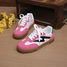 1 双时尚休闲简约百搭平底户外运动鞋，适合青少年，四季皆宜 - 粉色 - 查看 3