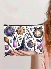 1 pieza Bolsa de maquillaje con estampado divertido de abuela, de poliéster, sin olor, con cremallera, multifuncional, con cremallera ligera, bolsa de maquillaje de viaje para mujer, artículos esenciales de viaje para vacaciones, verano, vuelta al colegio, bolsa escolar, bolsa de viaje para mujeres, bolsa de maquillaje para viaje