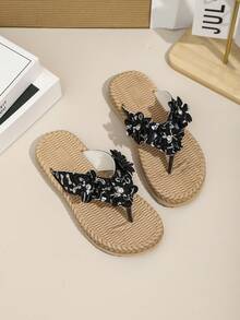 1 Pair Plain Color Flip Flops, Casual Minimalist Versatile Slippers - Black - View 2