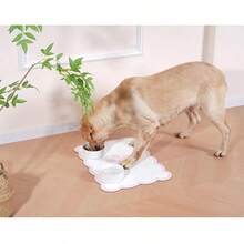 Ralxion Scalloped Dog Feeding Mat, Absorbent Mats For Dog Food And Water Bowl, Dispenser, Cute Elegant Aesthetic Khaki Beige Scallop Pet Placemat For Dogs, Cats, Puppy Accessories - Multicolor - View 2
