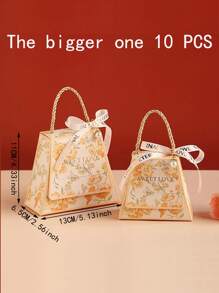 10 Pieces Mini Favor Boxes, Floral Trapezoid Candy Gift Box Small Treat Boxes With Faux Pearl Bow Ribbons, Party Favors For Guests Wedding Engagement Bridal Shower Birthday Valentines Gtaduation Summer Gifts Beach Back To School School Supplies Room Decor