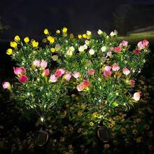 1 pièce/2 pièces Lumière solaire à LED en forme de fleur de gardénia, lumière de jardin solaire extérieure avec fleurs artificielles blanc chaud pour la décoration de jardin. Convient pour la pelouse, la décoration extérieure, les cadeaux de jardinage pour anniversaire