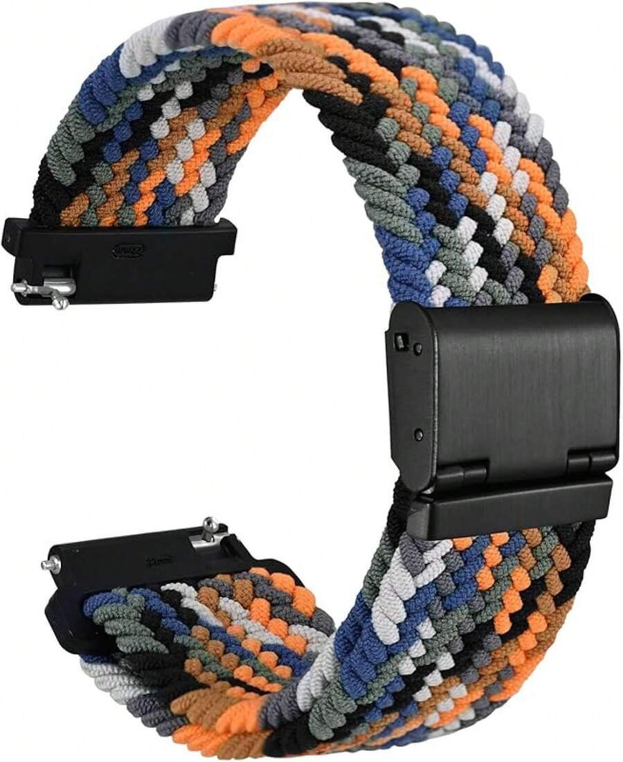 Correa de Reloj de Nylon Trenzado de 22mm para Hombres y Mujeres, Liberación Rápida, Hebilla de Acero Inoxidable Negra (Azul) - Camuflaje (Hebilla negra) - Ver 1