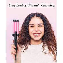 Mini Hair Crimper 1 2 Inch Small 3 Barrel Curling Iron Hair Waver Dual Voltage For Home And Travel Triple Ceramic Tiny Barrels Create Natural Tight Beachy Waves Pink - 如圖 - 查看 7