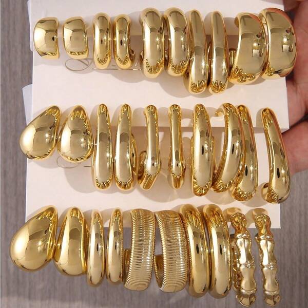 30pcs Metal Texture CCB Earring Set
